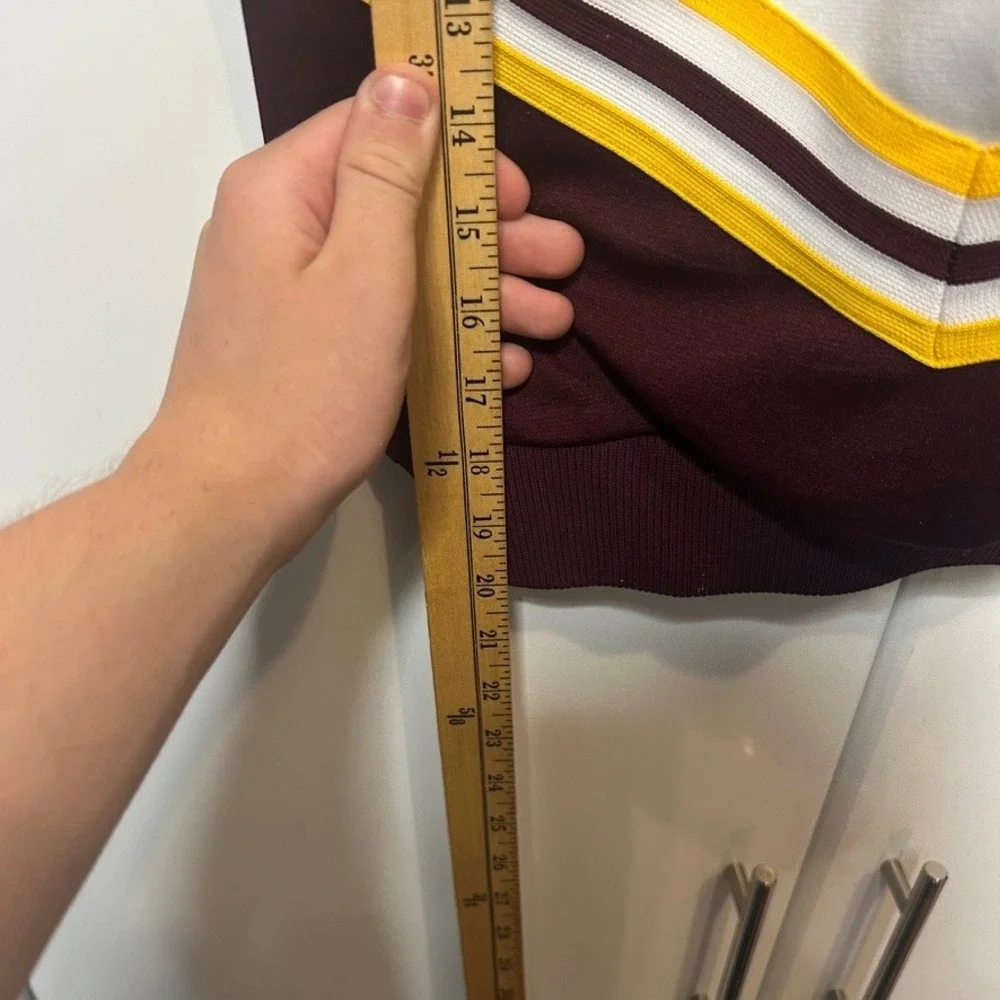 Vintage Dehen RHS Cheerleading Shell Top Burgundy Yellow White Size 34 USA Made